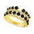 Onyx & White Topaz (1/4 ct. t.w.) Multirow Statement Ring in 14k Gold-Plated Sterling Silver