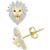 Men's Diamond (1/2 ct. t.w.) & Ruby Accent Lion Head Stud Earrings in 10k Gold