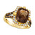 Chocolate Quartz (4 ct. t.w.) & Diamond (5/8 ct. t.w.) Halo Ring in 14k Gold