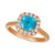 Blue Zircon (1-5/8 ct .t.w.) & Diamond (1/3 ct. t.w.) Ring in 14k Rose Gold
