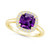 Amethyst (2 ct. t.w.) and Diamond (1/4 ct. t.w.) Halo Ring in 14K Yellow Gold