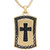Men's Black Diamond Cross Dog Tag 22" Pendant Necklace (1/4 ct. t.w.) in 18k Gold-Plated Sterling Silver