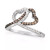 Chocolate Diamond (1/4 ct. t.w.) & Nude Diamond (1/4 ct. t.w.) Interlocking Heart Ring in 14k Rose, Yellow or White Gold