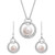 Cultured Freshwater Pearl (8mm) & Diamond (1/10ct. tw.) Double Circle 18" Pendant Necklace in Sterling Silver