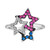 Multi-Gemstone (1/4 ct. t.w.) & Vanilla Diamond (1/10 ct. t.w.) Triple Star Statement Ring in 14k White Gold