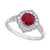 Ruby (1-1/4 ct. t.w.) & Diamond (1/3 ct. t.w.) Halo Ring in 14k White Gold