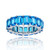 Blue Emerald Cut Cubic Zirconia Eternity Band in Rhodium Plated Sterling Silver