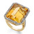 14k Gold Ring, Citrine (22 ct. t.w.) and Diamond (1/2 ct. t.w.) Rectangle Ring