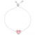 Cubic Zirconia Pink Enamel Heart Bolo Bracelet
