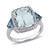 Aquamarine (5 ct. t.w.) Blue Topaz (3/5 ct. t.w.) and Diamond (1/3 ct. t.w.) 3-Stone Halo Ring in 14k White Gold