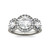 Moissanite Three Stone Halo Ring (3 ct. t.w. Diamond Equivalent) in 14k White Gold