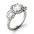 Moissanite Three Stone Halo Ring (3 ct. t.w. Diamond Equivalent) in 14k White Gold