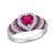 Created Ruby (1 1/3 ct. t.w.) and Created White Sapphire (3/8 ct. t.w.) Heart Vintage Style Ring in Sterling Silver