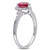 Created Ruby (1 ct. t.w.) and Diamond (1/10 ct. t.w.) Heart Halo Ring in Sterling Silver