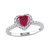 Created Ruby (1 ct. t.w.) and Diamond (1/10 ct. t.w.) Heart Halo Ring in Sterling Silver