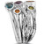 EFFY® Multi-Gemstone (1-3/4 ct. t.w.) & Diamond (1/10 ct. t.w.) Multirow Ring in Sterling Silver