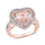 Morganite and Diamond Double Halo Heart Ring
