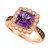 Grape Amethyst (2-1/5 ct. t.w.) & Diamond (1/2 ct. t.w.) Halo Ring in 14k Rose Gold