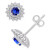 Emerald (1/2 ct. t.w.) & Diamond (1/5 ct. t.w.) Halo Stud Earrings in 14k White Gold (Also in Sapphire)