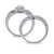 Certified Diamond (3/4 ct. t.w.) Emerald-Shape Halo Split Shank Bridal Set in 14k White Gold