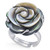 Tahitian Mother-of-Pearl Carved Rose Ring in Sterling Silver