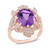 Amethyst (4 ct. t.w.) and Diamond (1/4 ct. t.w.) Floral Vintage Cocktail Ring in 14k Rose Gold