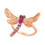 Multi-Gemstone (3/8 ct. t.w.) & Diamond (1/6 ct. t.w.) Dragonfly Ring in 14k Rose Gold