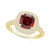 Garnet and Diamond Accent Halo Ring in 14K Yellow Gold