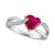 Lab-Created Ruby (1-5/8 ct. t.w.) & Diamond (1/20 ct. t.w.) Heart Ring in Sterling Silver