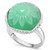 Dyed Green Jade Flower Cabochon Statement Ring in Sterling Silver
