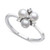 Cultured Freshwater Button Pearl (4mm) & Lab-Created White Sapphire (1/10 ct. t.w.) Trillium Ring in Sterling Silver