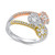 Diamond Triple Flower Halo Statement Ring (5/8 ct. t.w.) in 14k Tricolor Gold