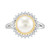 Cultured Freshwater Button Pearl (8mm) & White Topaz (1/4 ct. t.w.) Halo Ring in Sterling Silver & 14k Gold