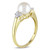 Cultured Akoya Pearl (7-7.5mm) and Diamond (1/5 ct. t.w.) Ring in 14k Yellow Gold