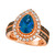 Deep Sea Blue Topaz (2 ct. t.w.) & Diamond (1 ct. t.w.) Teardrop Halo Ring in 14k Rose Gold