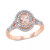 Morganite (3/4 ct. t.w.) and Diamond (1/4 ct. t.w.) Double Halo Ring in 14k Rose Gold