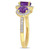 Amethyst (1-5/8 ct.t.w.) and Diamond (1/3 ct.t.w.) 3-Stone Halo Ring in 18k Yellow Gold over Sterling Silver