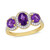 Amethyst (1-5/8 ct.t.w.) and Diamond (1/3 ct.t.w.) 3-Stone Halo Ring in 18k Yellow Gold over Sterling Silver