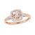 Morganite (4/5 ct. t.w.) and Diamond (1/7 ct. t.w.) Square Halo Ring in 10k Rose Gold