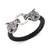 Wolf Head Leather Braided Bracelet in Stainless Steel