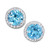 Blue Topaz (1-7/8 ct. t.w.) & Diamond (1/8 ct. t.w.) Halo Stud Earrings in 14k White Gold