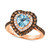 Sea Blue Aquamarine (1-1/10 ct. t.w.) & Diamond (5/8 ct. t.w.) Heart Halo Ring in 14k Rose Gold