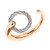 White Topaz Accent Two-Tone Circle Cuff Ring in Stainless Steel and Rose Gold-Tone PVD Stainless Steel