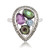 Marcasite and Amethyst (1-1/4 ct. tw.), Abalone (9/10 ct. t.w.) and Blue topaz (1/4 ct. t.w.) Teardrop Ring in Sterling Silver