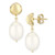 Dapped Disk Pearl(10 x 8mm)  Drop Earrings Set in 14k Yellow Gold