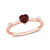 10K Rose Gold Plated Garnet and White Topaz Heart Stackable Ring