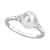 Cultured Freshwater Pearl (7-1/2mm) & Cubic Zirconia Ring in Sterling Silver