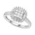 Cubic Zirconia Square Cluster Baguette Halo Ring n Sterling Silver