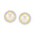 Cultured Freshwater Button Pearl (7mm) & White Topaz (1/3 ct. t.w.) Halo Stud Earrings in Sterling Silver & 14K Gold