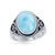 Sterling Silver Oval Larimar Filigree Design Ring